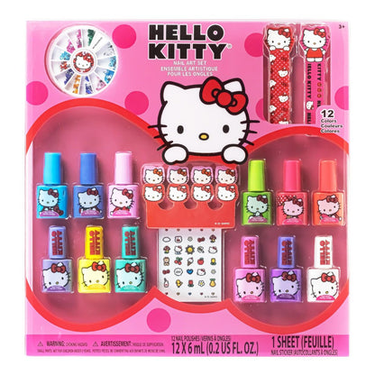 Hello Kitty Water-Based Nail Polish Set – Peel-Off, Glittery & Opaque Colors for Kids Ages 3+ | 18-Piece Set by Townley Girl