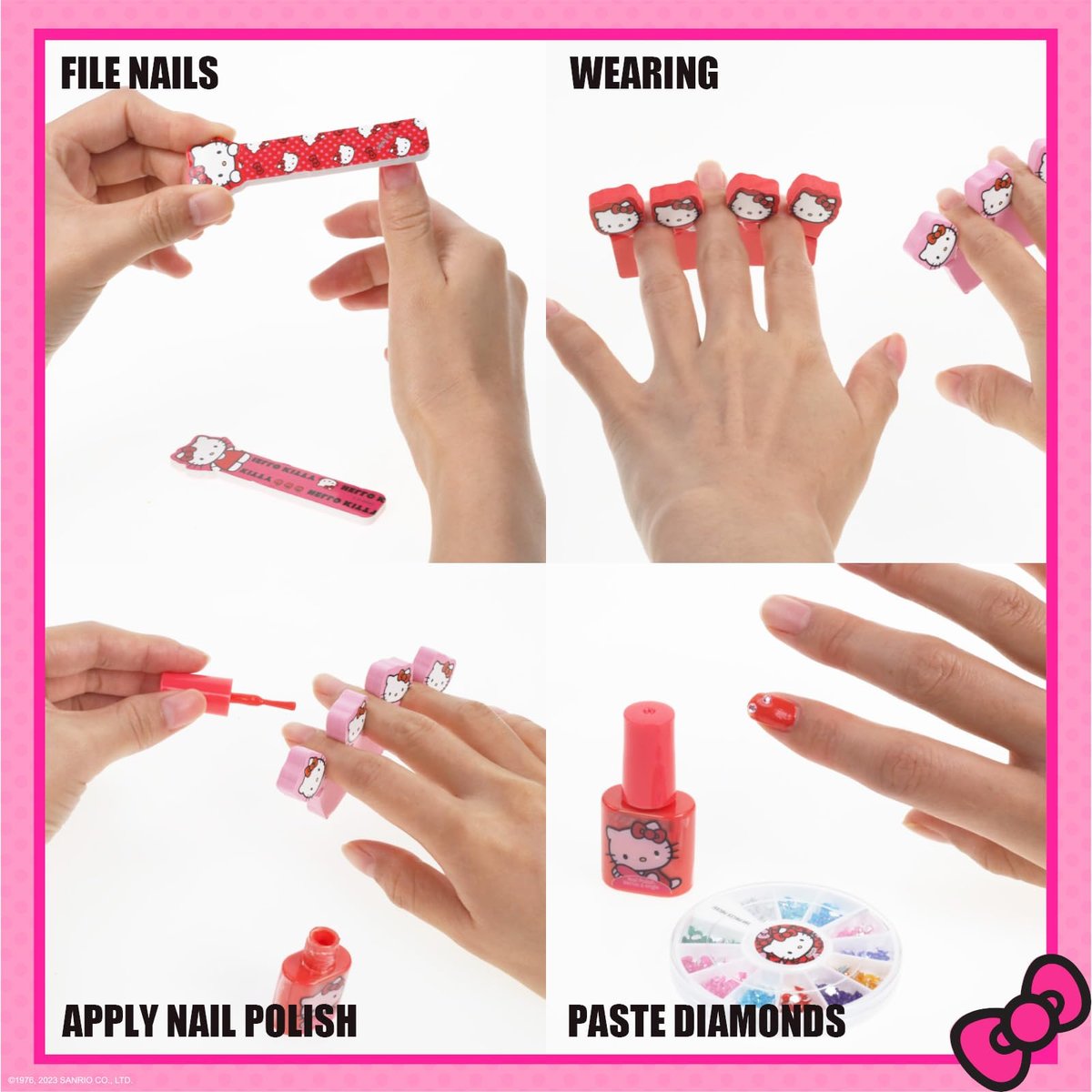 Hello Kitty Water-Based Nail Polish Set – Peel-Off, Glittery & Opaque Colors for Kids Ages 3+ | 18-Piece Set by Townley Girl - görsel 10