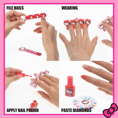 Hello Kitty Water-Based Nail Polish Set – Peel-Off, Glittery & Opaque Colors for Kids Ages 3+ | 18-Piece Set by Townley Girl
