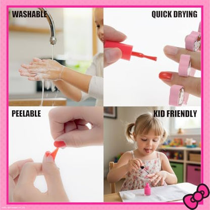 Hello Kitty Water-Based Nail Polish Set – Peel-Off, Glittery & Opaque Colors for Kids Ages 3+ | 18-Piece Set by Townley Girl
