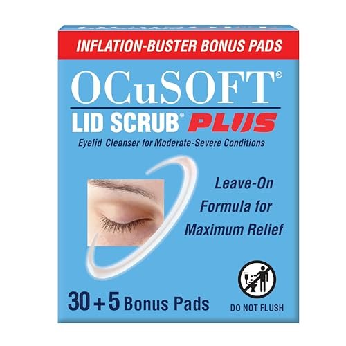 OCuSOFT Lid Scrub PLUS 35 - Pre-Moistened Leave-On Eyelid Wipes for Moderate to Severe Conditions - Moisturizing Eyelid Cleanser for Maximum Relief Avelisse