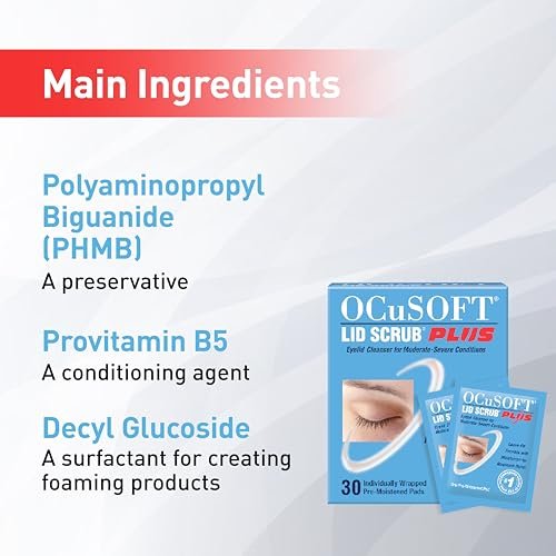 OCuSOFT Lid Scrub PLUS 35 - Pre-Moistened Leave-On Eyelid Wipes for Moderate to Severe Conditions - Moisturizing Eyelid Cleanser for Maximum Relief Avelisse