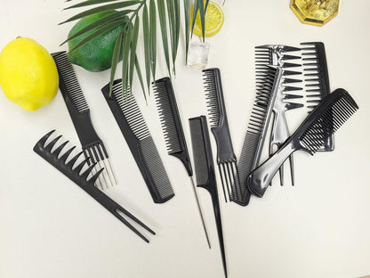 10 Pcs Comb Set for Hair Stylists - Professional Variety Pack with Combs for All Hair Types and Styles
