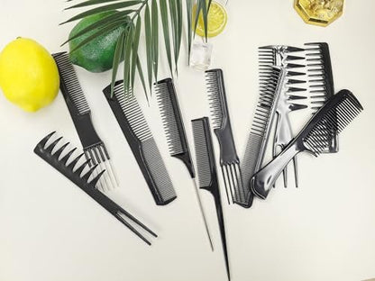 10 Pcs Comb Set for Hair Stylists - Professional Variety Pack with Combs for All Hair Types and Styles