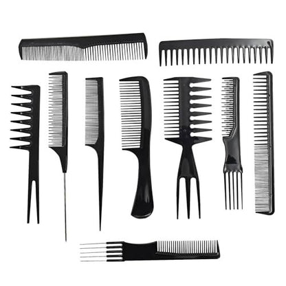 10 Pcs Comb Set for Hair Stylists - Professional Variety Pack with Combs for All Hair Types and Styles
