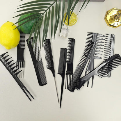 10 Pcs Comb Set for Hair Stylists - Professional Variety Pack with Combs for All Hair Types and Styles