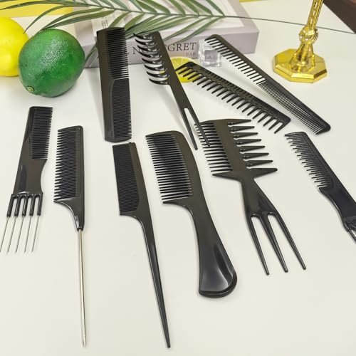 10 Pcs Comb Set for Hair Stylists - Professional Variety Pack with Combs for All Hair Types and Styles - görsel 4