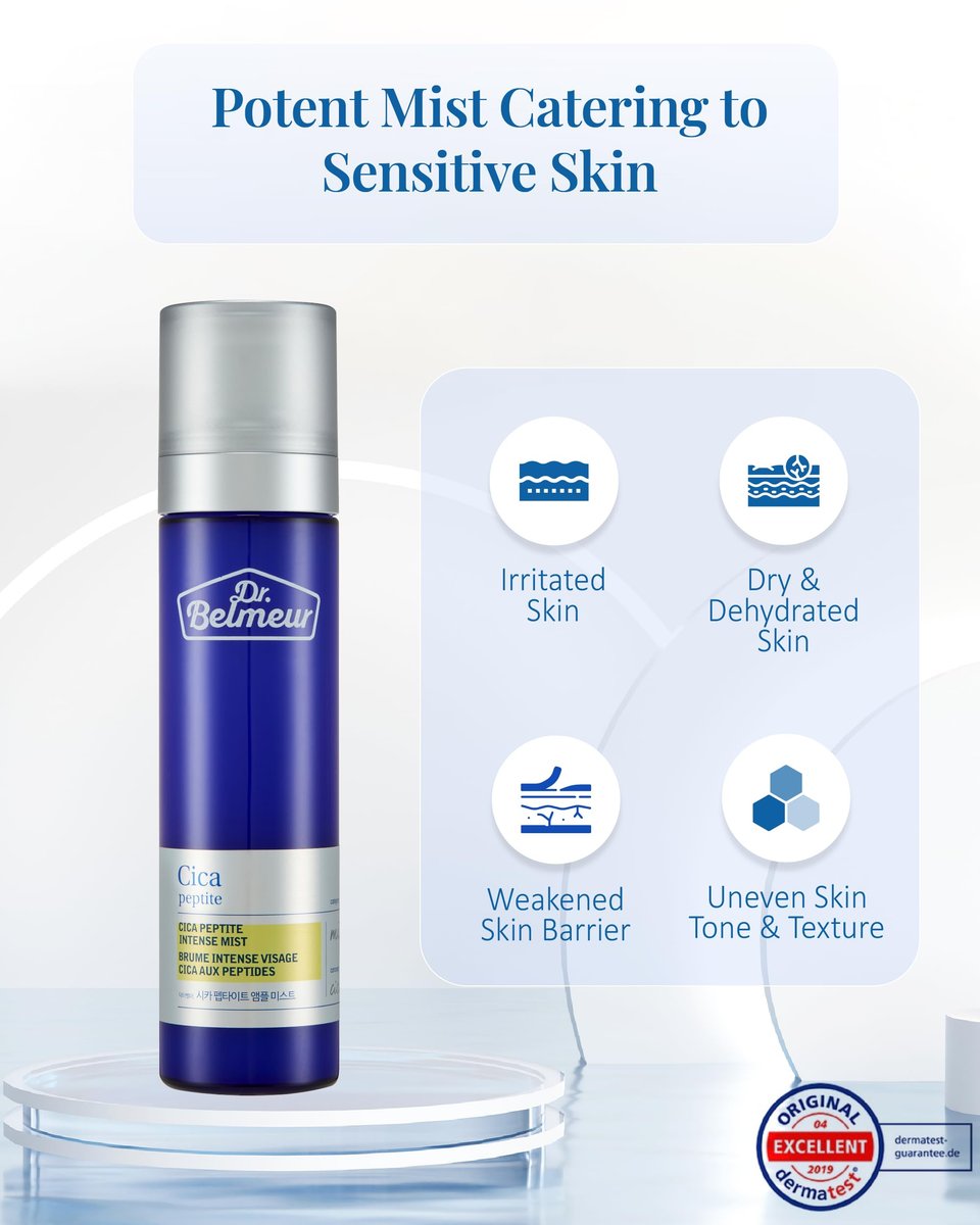 DR. BELMEUR Advanced CICA Intense Mist for Sensitive Skin – Ultra Fine Hydrating Face Mist with Centella Asiatica & Betaine (4.06 fl oz) - görsel 7