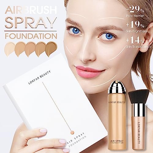 LOKFAR AirBrush Foundation Spray - Silky Mist Makeup with Brush, Full Coverage, Lightweight & Hydrating | #02 Nude - görsel 4