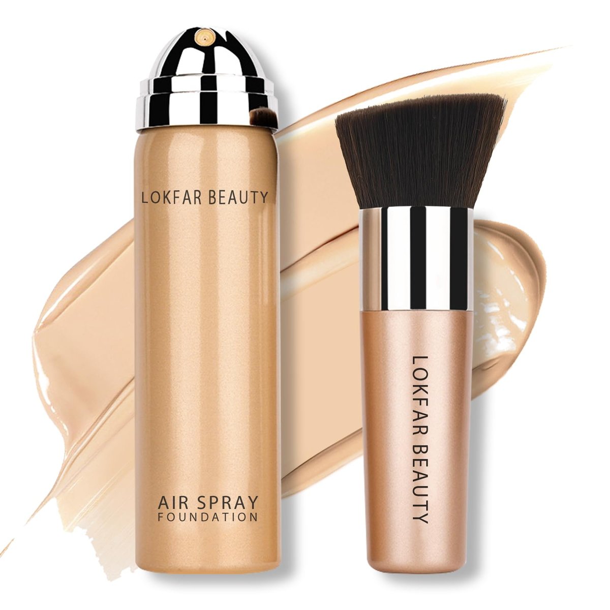 LOKFAR AirBrush Foundation Spray - Silky Mist Makeup with Brush, Full Coverage, Lightweight & Hydrating | #02 Nude - görsel 1