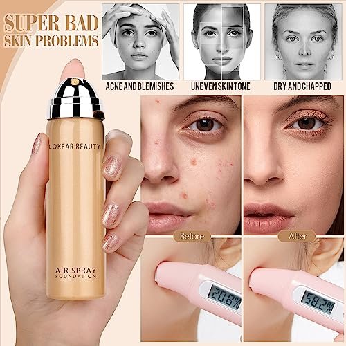 LOKFAR AirBrush Foundation Spray - Silky Mist Makeup with Brush, Full Coverage, Lightweight & Hydrating | #02 Nude - görsel 16