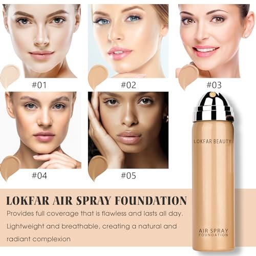 LOKFAR AirBrush Foundation Spray - Silky Mist Makeup with Brush, Full Coverage, Lightweight & Hydrating | #02 Nude - görsel 6