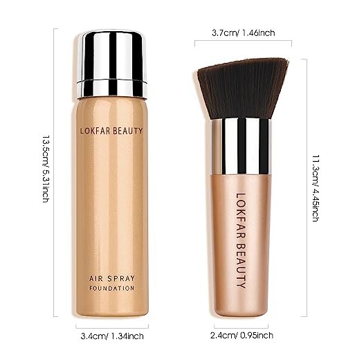 LOKFAR AirBrush Foundation Spray - Silky Mist Makeup with Brush, Full Coverage, Lightweight & Hydrating | #02 Nude - görsel 18