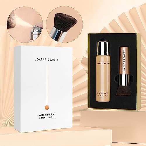 LOKFAR AirBrush Foundation Spray - Silky Mist Makeup with Brush, Full Coverage, Lightweight & Hydrating | #02 Nude - görsel 10