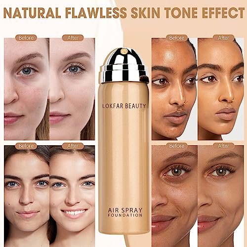 LOKFAR AirBrush Foundation Spray - Silky Mist Makeup with Brush, Full Coverage, Lightweight & Hydrating | #02 Nude - görsel 8