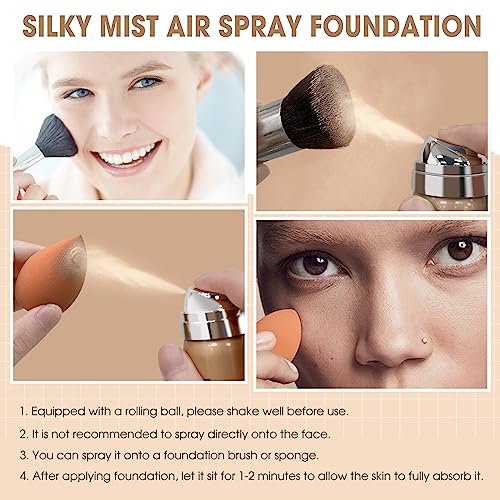 LOKFAR AirBrush Foundation Spray - Silky Mist Makeup with Brush, Full Coverage, Lightweight & Hydrating | #02 Nude - görsel 12