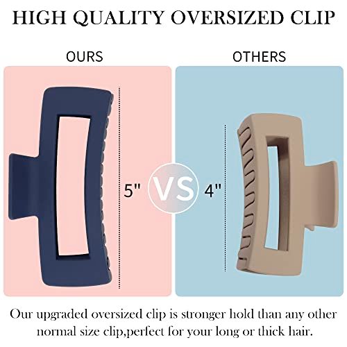 Ahoney 5 Inch Pink Hair Clips - Extra Large Claw Clips for Thick Long Hair, Strong Hold Oversized Jumbo Jaw Clips, Hair Accessories for Women (Pink) - görsel 6