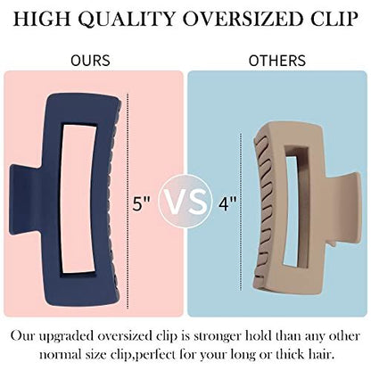 Ahoney 5 Inch Pink Hair Clips - Extra Large Claw Clips for Thick Long Hair, Strong Hold Oversized Jumbo Jaw Clips, Hair Accessories for Women (Pink)
