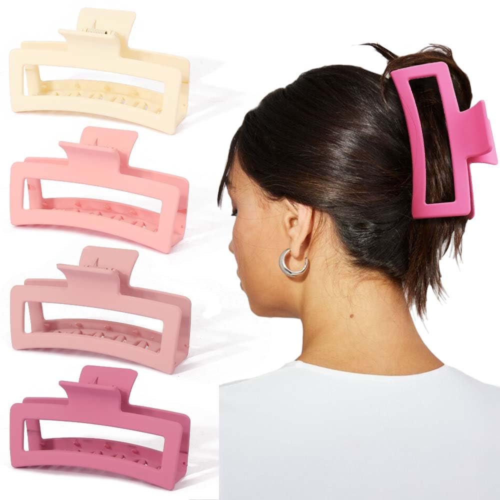 Ahoney 5 Inch Pink Hair Clips - Extra Large Claw Clips for Thick Long Hair, Strong Hold Oversized Jumbo Jaw Clips, Hair Accessories for Women (Pink) - görsel 1