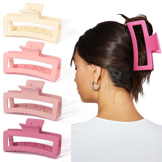 Ahoney 5 Inch Pink Hair Clips - Extra Large Claw Clips for Thick Long Hair, Strong Hold Oversized Jumbo Jaw Clips, Hair Accessories for Women (Pink)