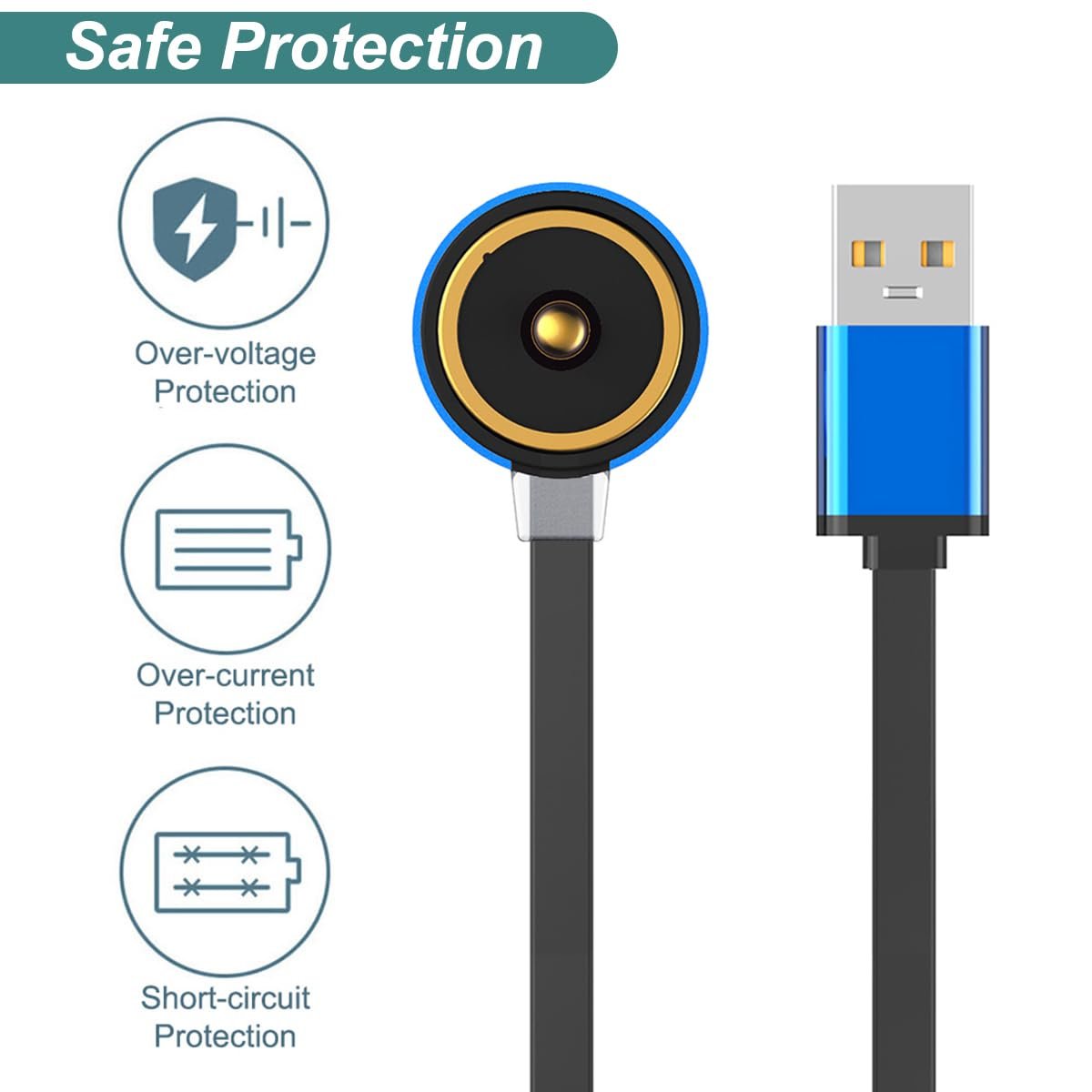 Kissmart MCC 1A Charger for Olight Flashlights - Replacement USB Charging Cable (3.3 ft, Blue) - görsel 7