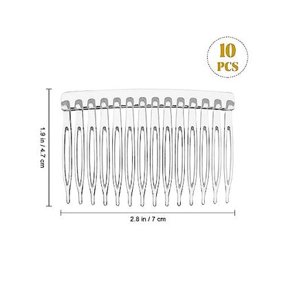 Uonlytech Transparent Hair Side Combs 10-Pack – Clear Plastic Combs for Women, Bridal & Daily Use, Medium to Long Hair