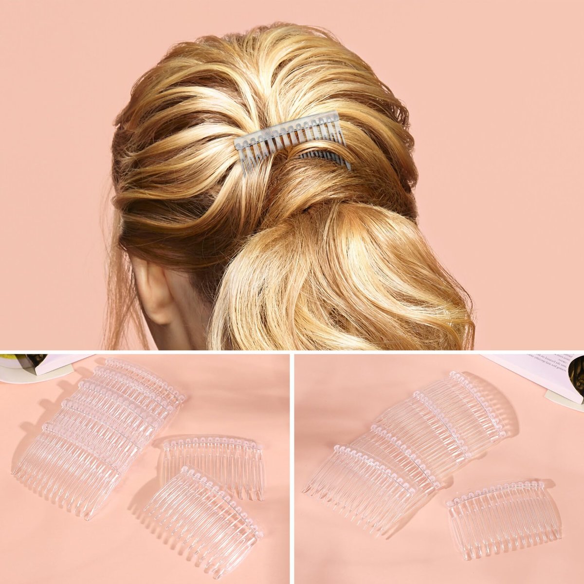 Uonlytech Transparent Hair Side Combs 10-Pack – Clear Plastic Combs for Women, Bridal & Daily Use, Medium to Long Hair - görsel 9