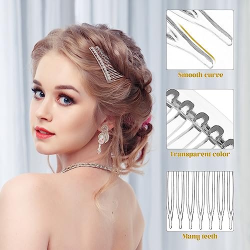 Uonlytech Transparent Hair Side Combs 10-Pack – Clear Plastic Combs for Women, Bridal & Daily Use, Medium to Long Hair - görsel 8