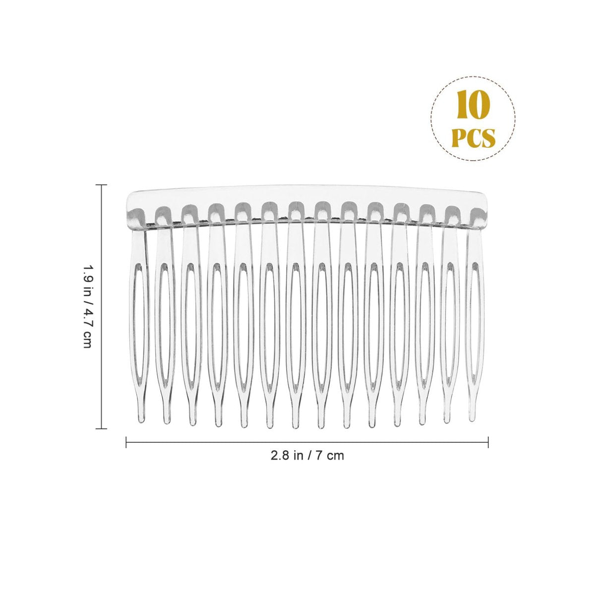 Uonlytech Transparent Hair Side Combs 10-Pack – Clear Plastic Combs for Women, Bridal & Daily Use, Medium to Long Hair - görsel 3