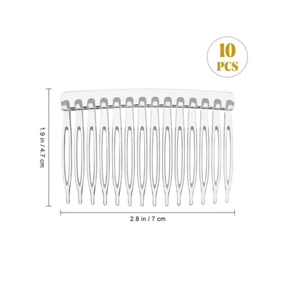 Uonlytech Transparent Hair Side Combs 10-Pack – Clear Plastic Combs for Women, Bridal & Daily Use, Medium to Long Hair