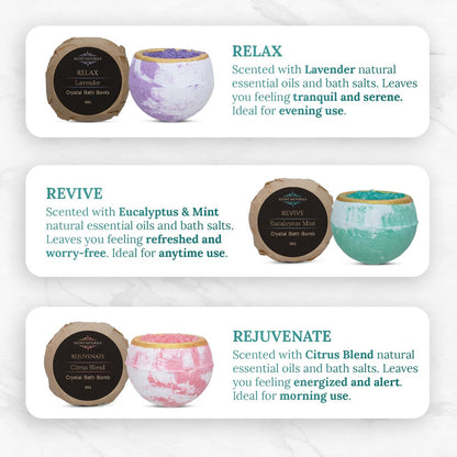 Satavi Naturals Crystal Bath Bombs Gift Set (6 Pack) – Aromatherapy Geode Fizzies with Nourishing Bath Salts – Lavender, Eucalyptus Mint & Citrus – Spa Gifts for Women, Relaxation & Moisturizing Avelisse