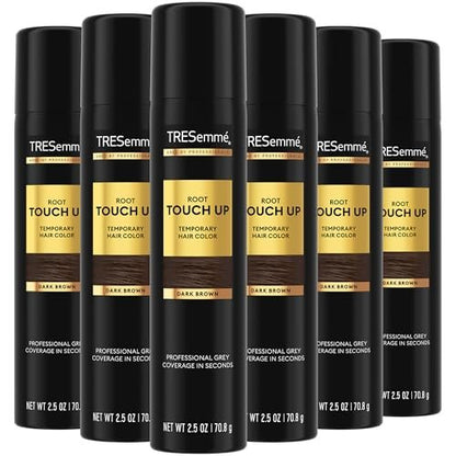 TRESemmé Root Touch Up Temporary Hair Color Spray, Dark Brown, Travel-Size 6-Pack – Instant Grey Coverage, 2.5 oz Each Avelisse