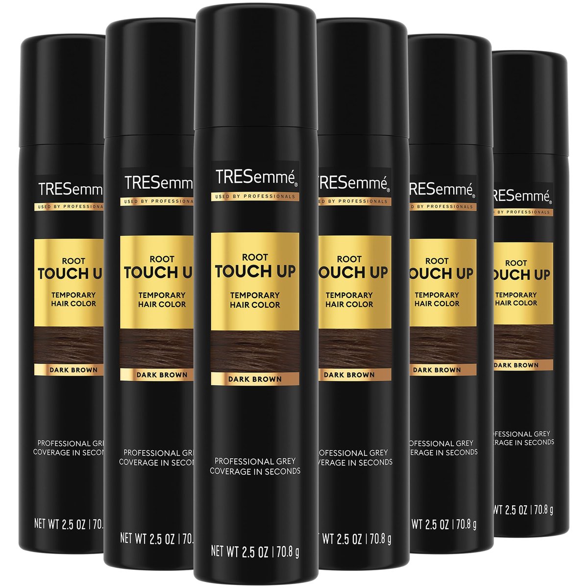 TRESemmé Root Touch Up Temporary Hair Color Spray, Dark Brown, Travel-Size 6-Pack – Instant Grey Coverage, 2.5 oz Each Avelisse