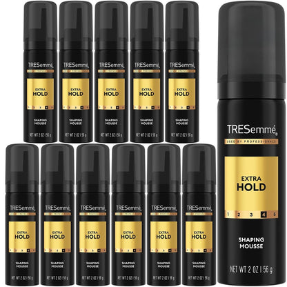 TRESemmé Shaping Mousse Extra Hold Travel-Size 12-Pack – 24H Frizz Control & Moisturizing Hair Mousse for Sculpting, 2 oz Each Avelisse