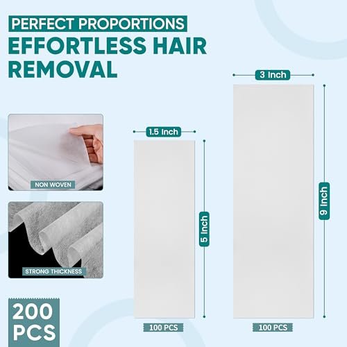 Amira Beauty 200 Non Woven Wax Strips for Hair Removal - Gentle Wax Paper for Face, Bikini, and Body - Pre-Cut, Tear Resistant Small and Large Strips - görsel 6