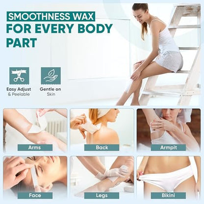 Amira Beauty 200 Non Woven Wax Strips for Hair Removal - Gentle Wax Paper for Face, Bikini, and Body - Pre-Cut, Tear Resistant Small and Large Strips