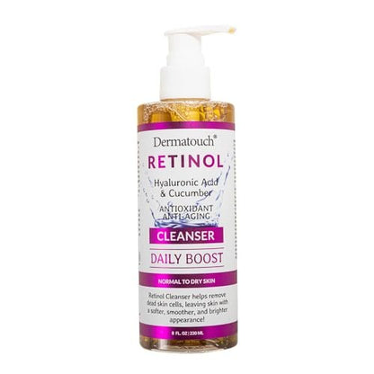DERMATOUCH Retinol Face Cleanser – Daily Face Wash with Hyaluronic Acid, Cucumber, and Vitamins for Normal to Dry Skin – Hydrating Antioxidant Formula – Made in USA – 8 Fl Oz Avelisse