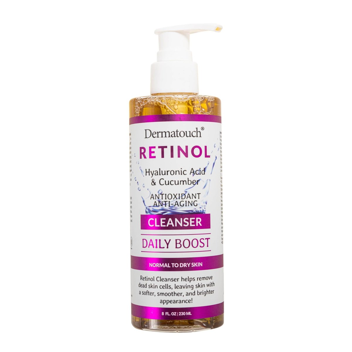 DERMATOUCH Retinol Face Cleanser – Daily Face Wash with Hyaluronic Acid, Cucumber, and Vitamins for Normal to Dry Skin – Hydrating Antioxidant Formula – Made in USA – 8 Fl Oz Avelisse