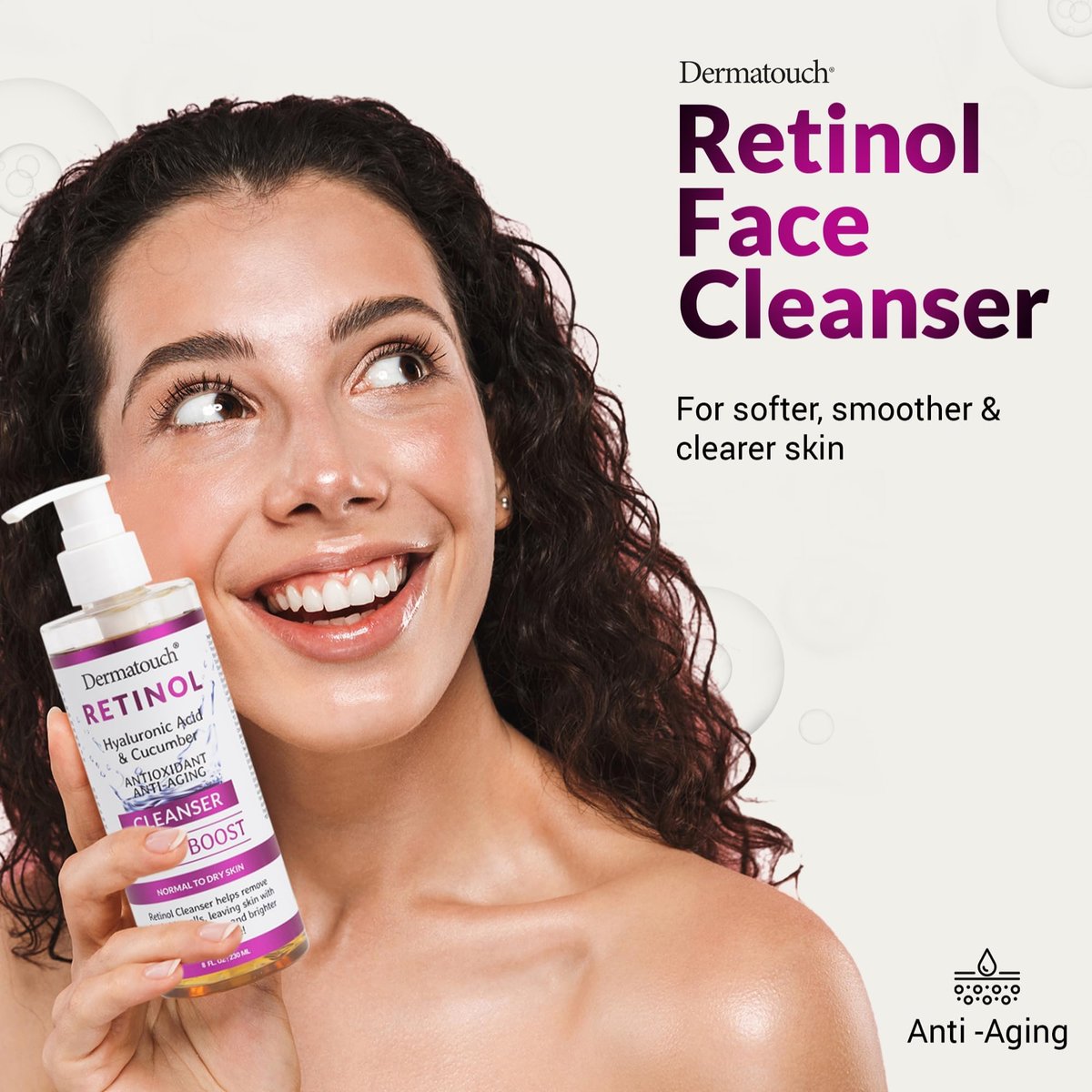 DERMATOUCH Retinol Face Cleanser – Daily Face Wash with Hyaluronic Acid, Cucumber, and Vitamins for Normal to Dry Skin – Hydrating Antioxidant Formula – Made in USA – 8 Fl Oz Avelisse