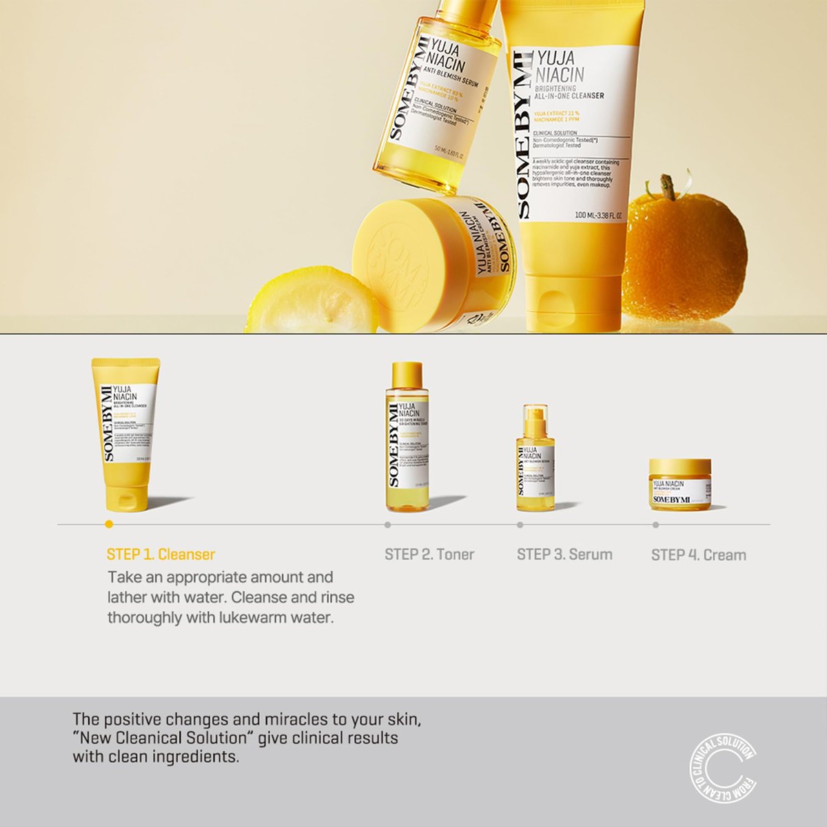 SOME BY MI Yuja Niacin Brightening All in One Cleanser - 3.38 oz (100ml) - Mild Daily Face Wash for Dull-Looking Skin - Low pH Formula - Pore and Sebum Care - Korean Skincare Avelisse