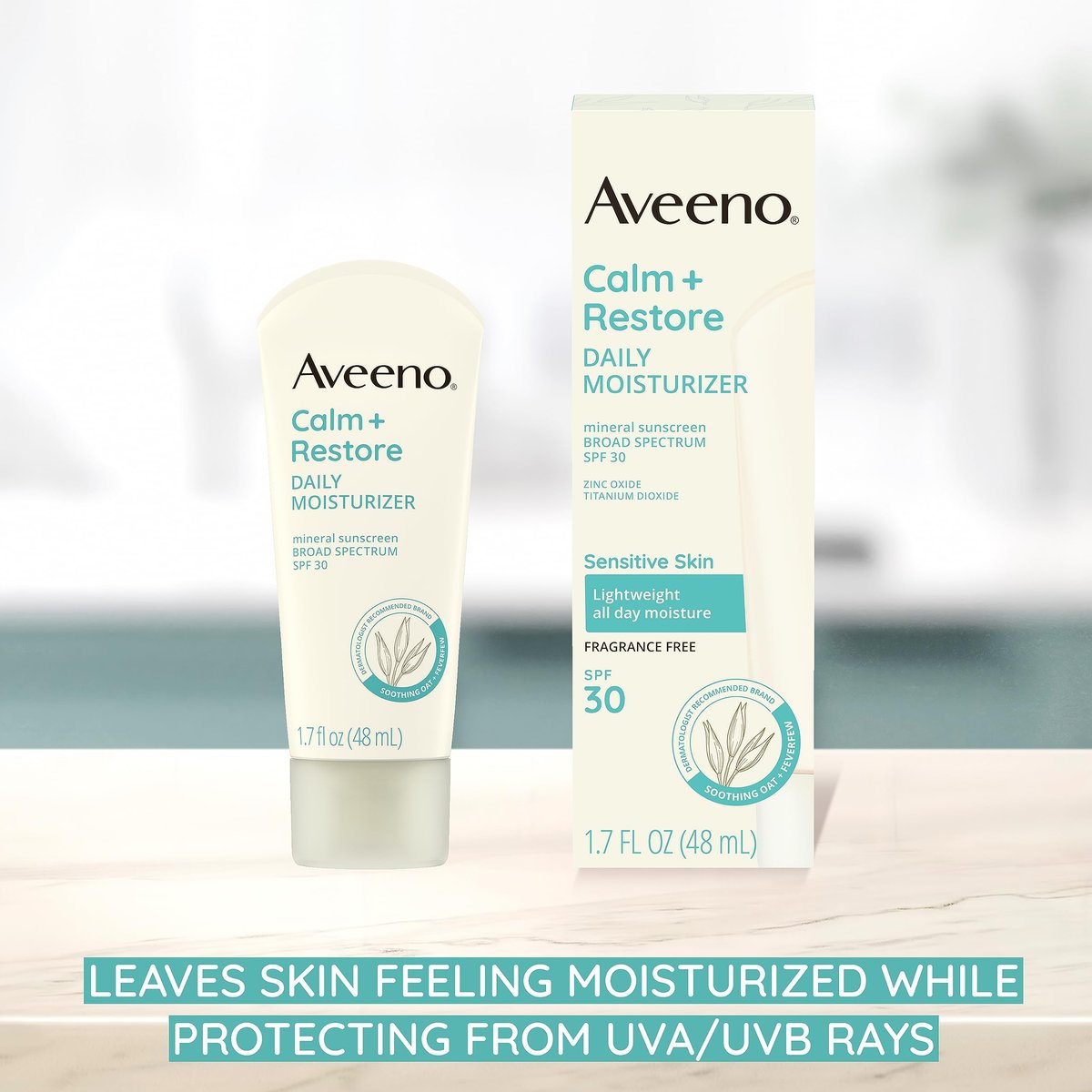 Aveeno Calm + Restore Daily Moisturizer Mineral Sunscreen SPF 30, Fragrance Free, 1.7 oz Avelisse
