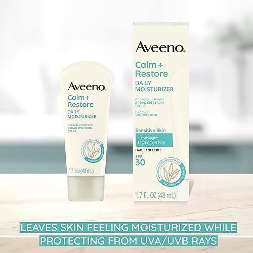 Aveeno Calm + Restore Daily Moisturizer Mineral Sunscreen SPF 30, Fragrance Free, 1.7 oz Avelisse