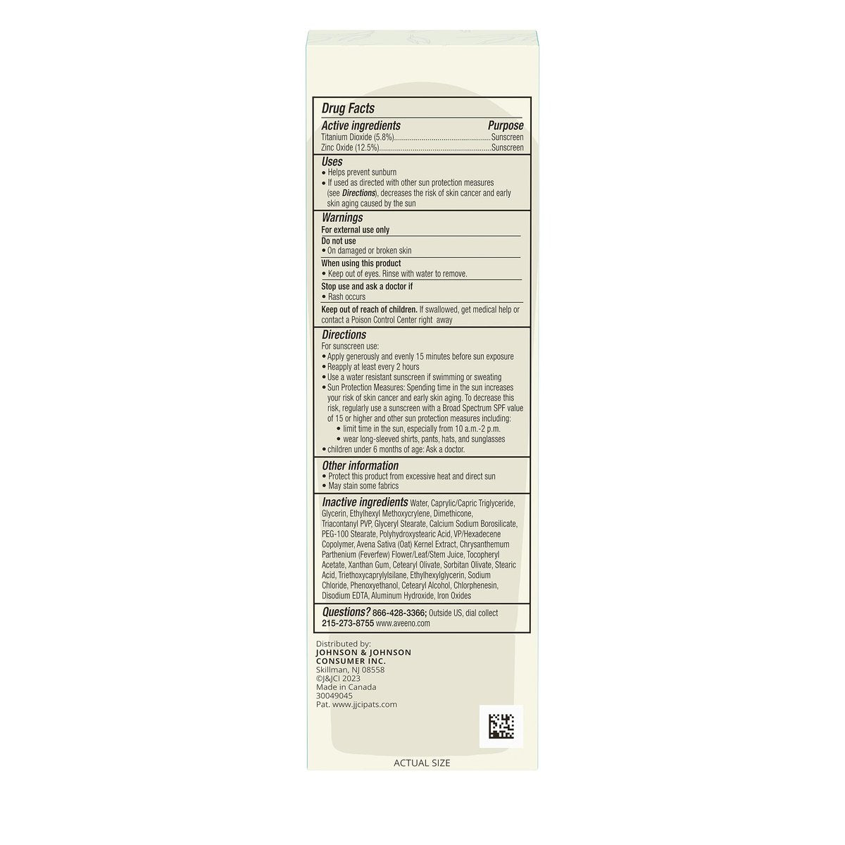 Aveeno Calm + Restore Daily Moisturizer Mineral Sunscreen SPF 30, Fragrance Free, 1.7 oz Avelisse