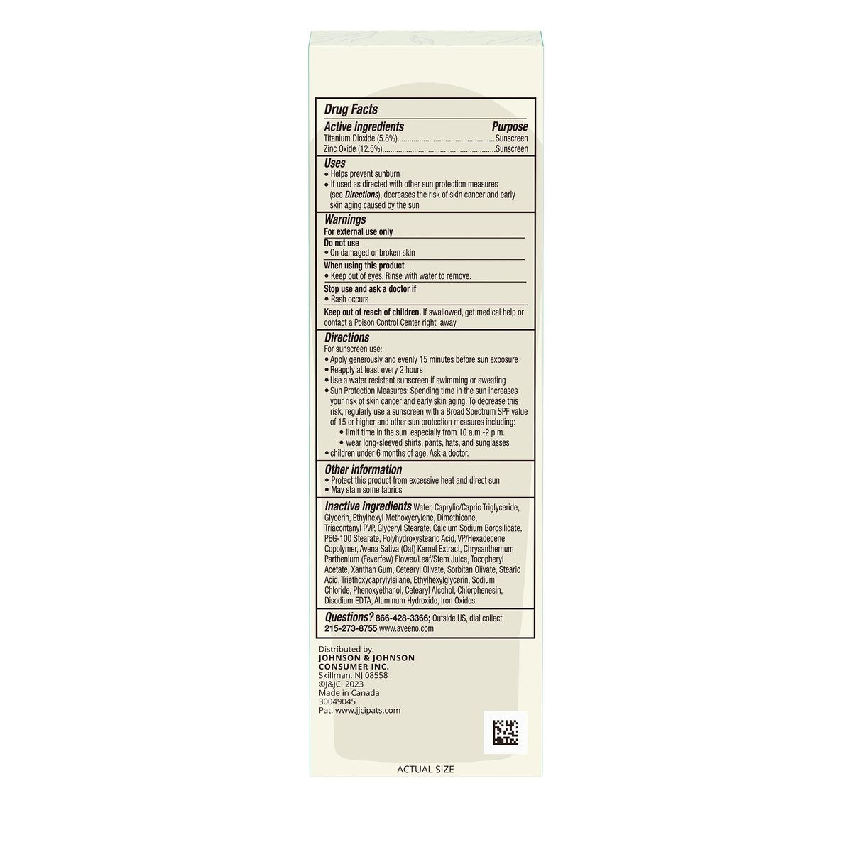 Aveeno Calm + Restore Daily Moisturizer Mineral Sunscreen SPF 30, Fragrance Free, 1.7 oz Avelisse