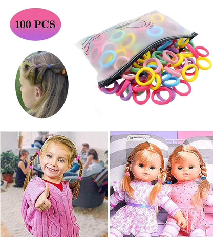 100 Pack Rainbow Cotton Hair Ties – Soft Seamless Elastics for Toddlers & Kids