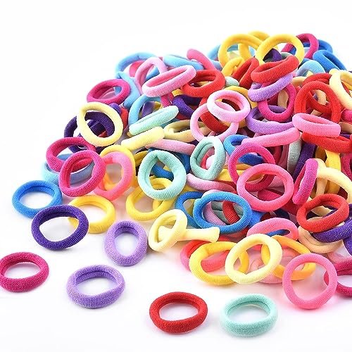 100 Pack Rainbow Cotton Hair Ties – Soft Seamless Elastics for Toddlers & Kids - görsel 2