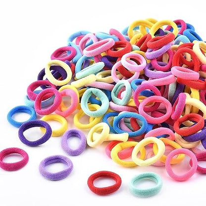 100 Pack Rainbow Cotton Hair Ties – Soft Seamless Elastics for Toddlers & Kids