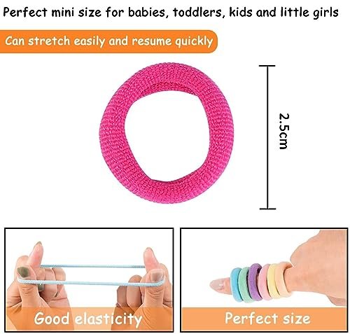 100 Pack Rainbow Cotton Hair Ties – Soft Seamless Elastics for Toddlers & Kids - görsel 4