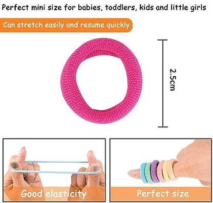 100 Pack Rainbow Cotton Hair Ties – Soft Seamless Elastics for Toddlers & Kids