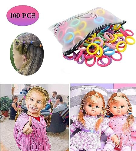 100 Pack Rainbow Cotton Hair Ties – Soft Seamless Elastics for Toddlers & Kids - görsel 6